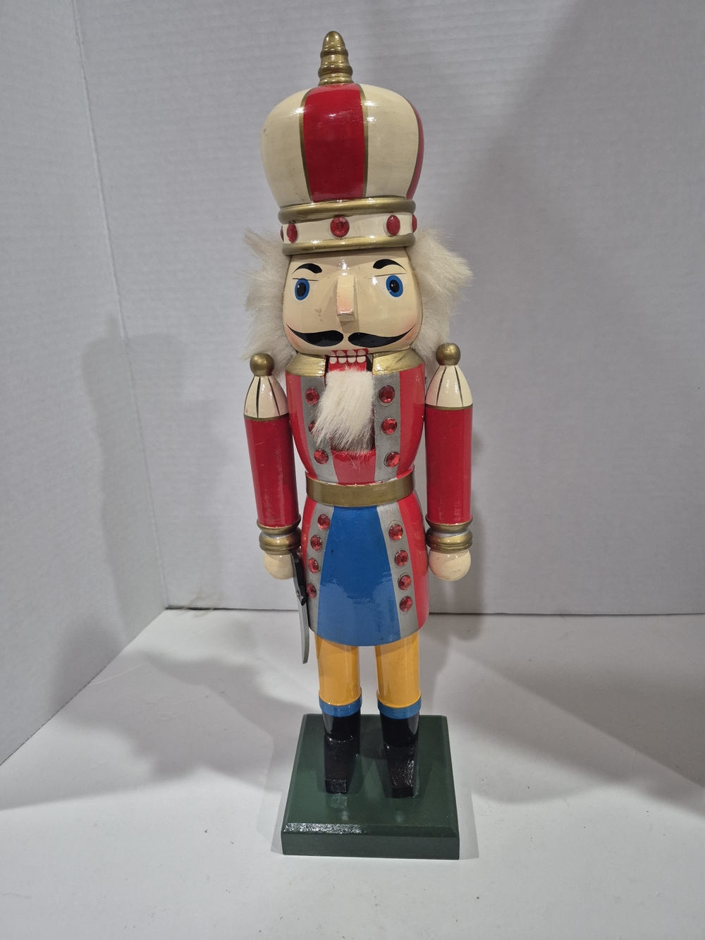 Vtg. 15" Wooden Christmas King Nutcracker
